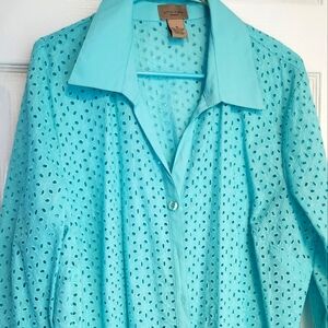 CHOICES Womens Teal Blouse, PLUS SIZE 1X GORGEOUS TOP  Retail $44 NEW WITH TAGS,